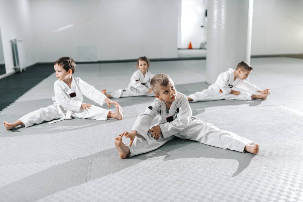 taekwondo kids exercising